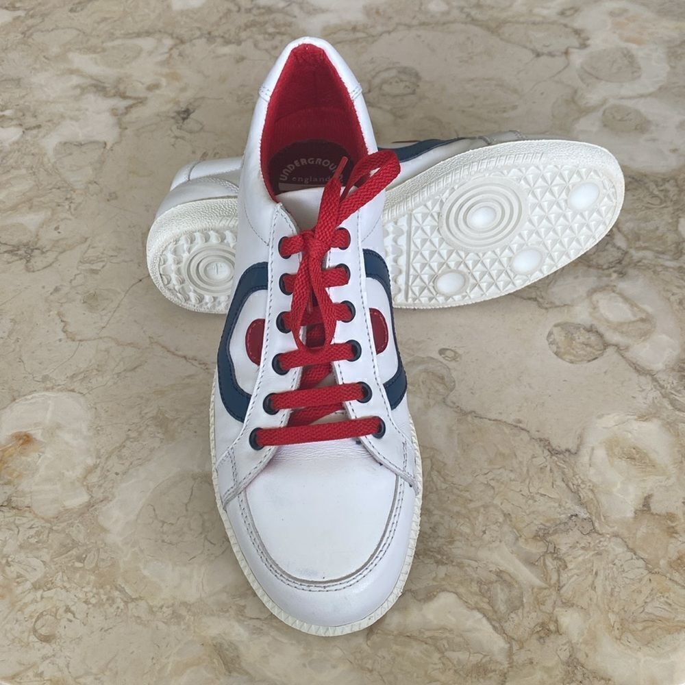 Underground England Leather Red White & Blue Unisex Sneakers RARE - Picture 6 of 13